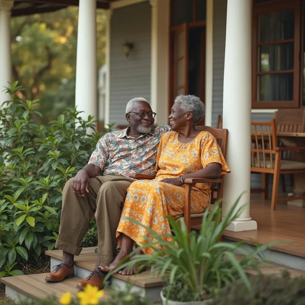 Retired couple enjoying financial security